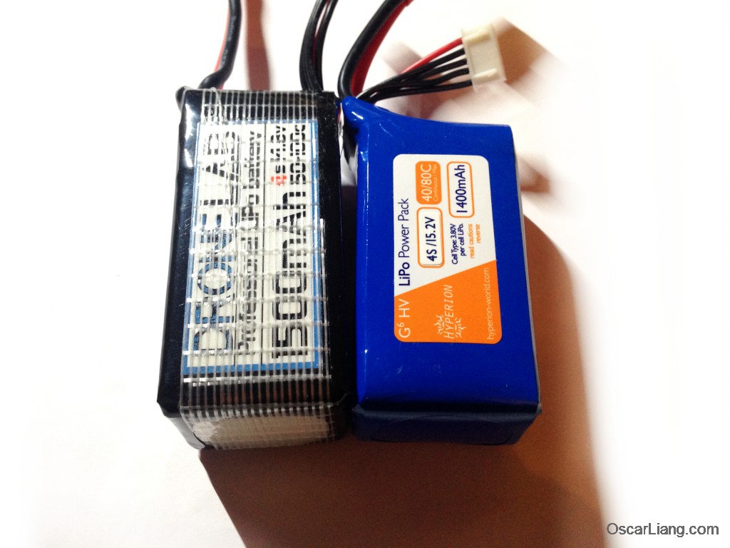 Hyperion-1800mah-4S-HVLi-battery-4.35V-compare-to-drone-lab-size