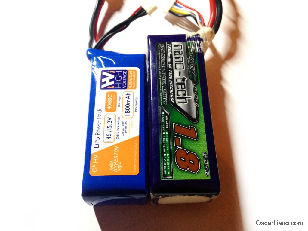 Hyperion-1800mah-4S-HVLi-battery-4.35V-compare-to-turnigy-nano-tech-size